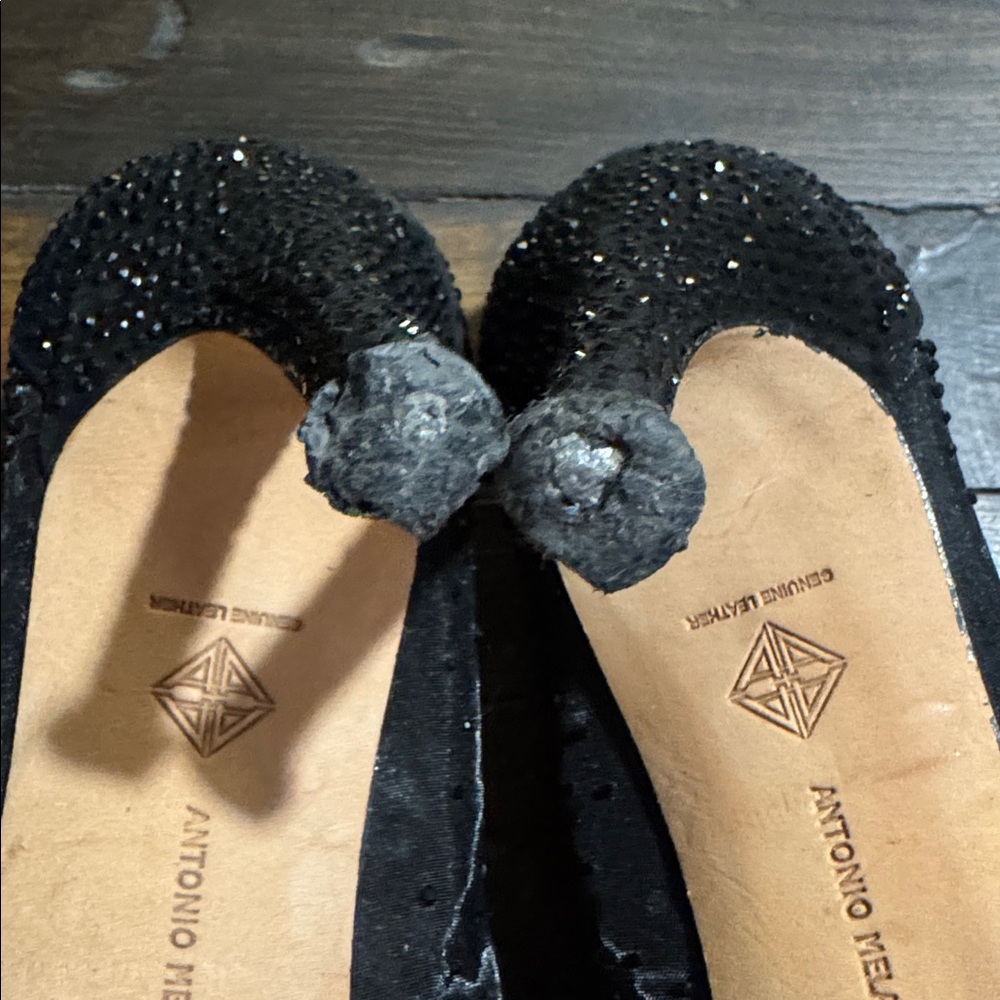 ANTONIO MELANI Black Pointed Toe Rhinestone Pumps-Size 10 - Picture 9 of 9